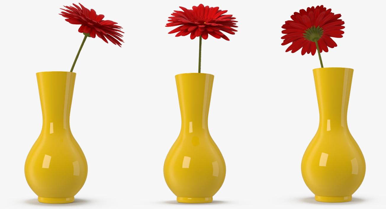 3D model Red Gerbera Daisy In Vase