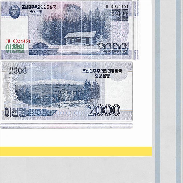 North Korea 2000 Won Banknote 3D model