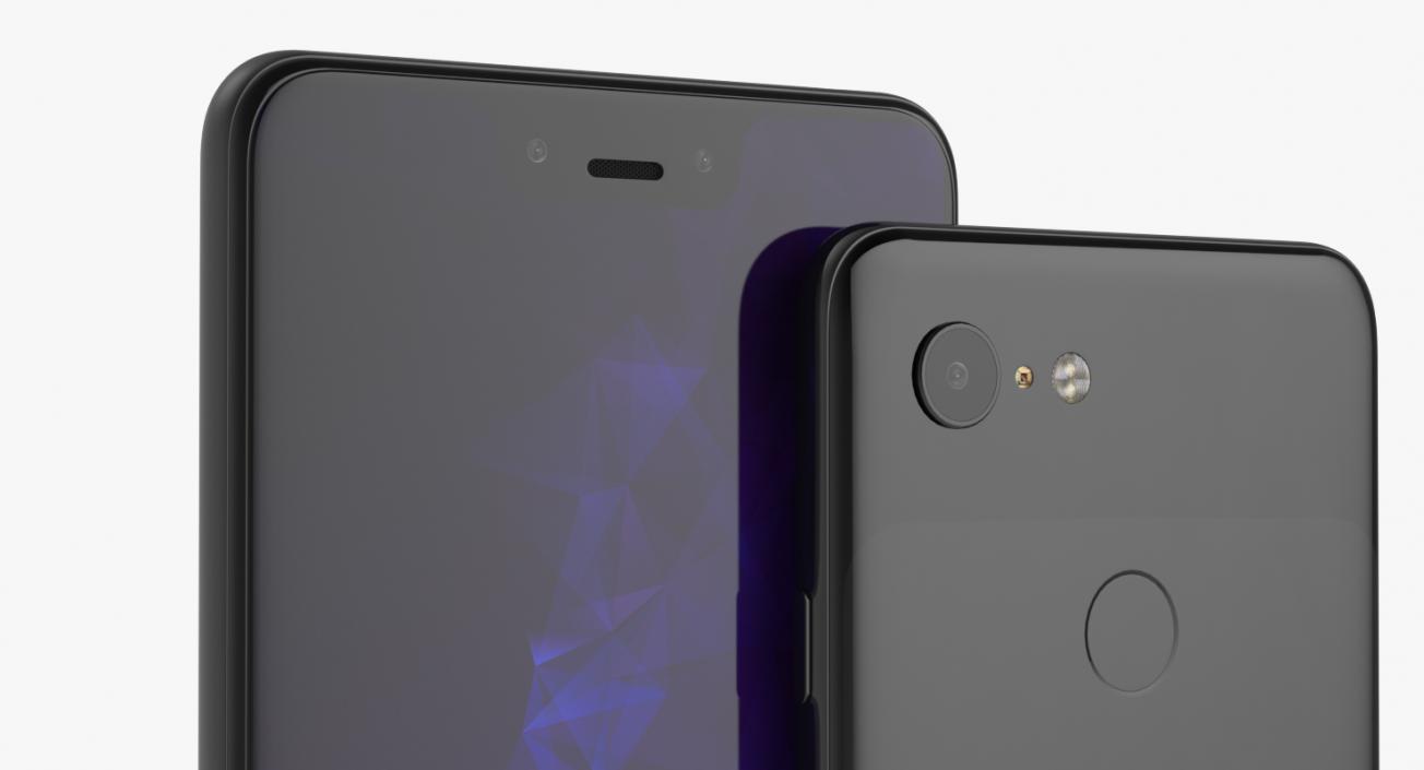 3D model Google Pixel 3 and Pixel 3XL Smartphone Black