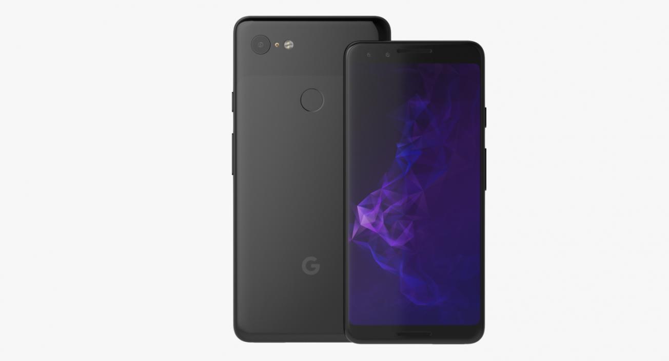 3D model Google Pixel 3 and Pixel 3XL Smartphone Black