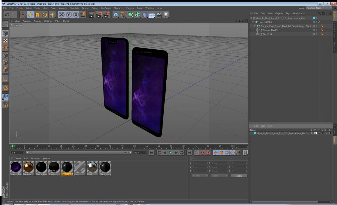 3D model Google Pixel 3 and Pixel 3XL Smartphone Black