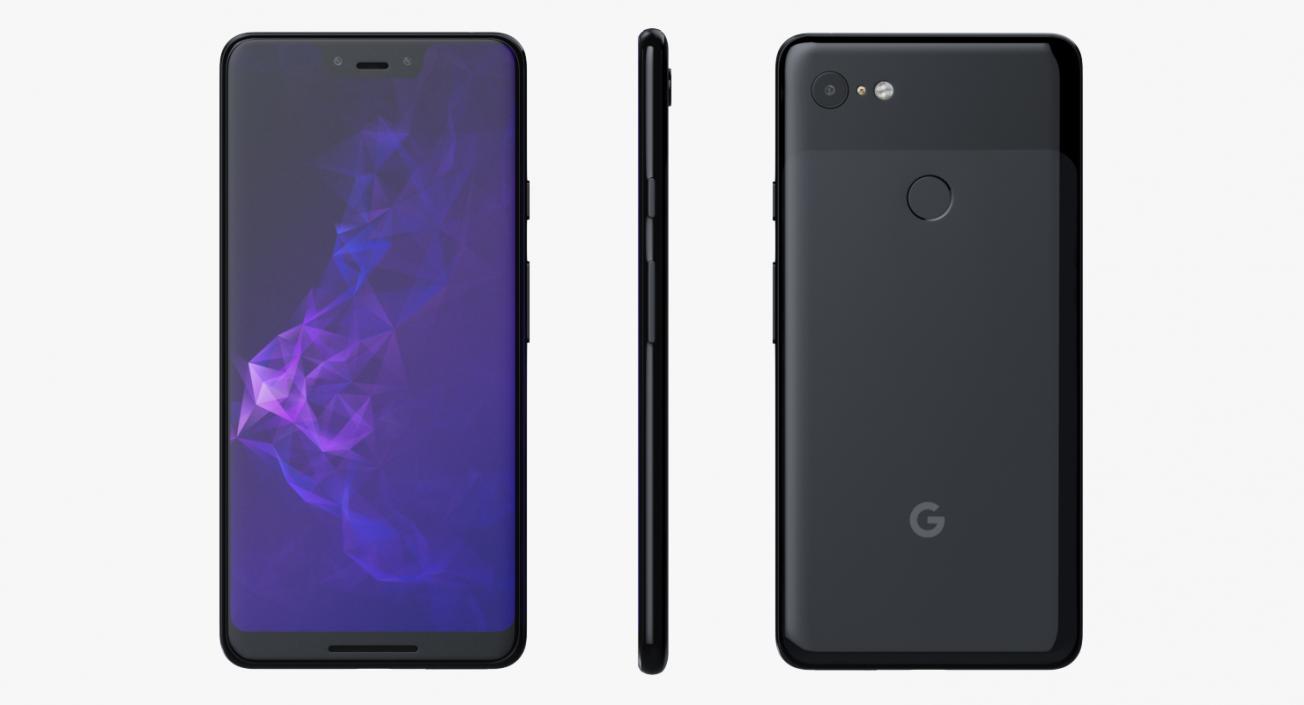 3D model Google Pixel 3 and Pixel 3XL Smartphone Black