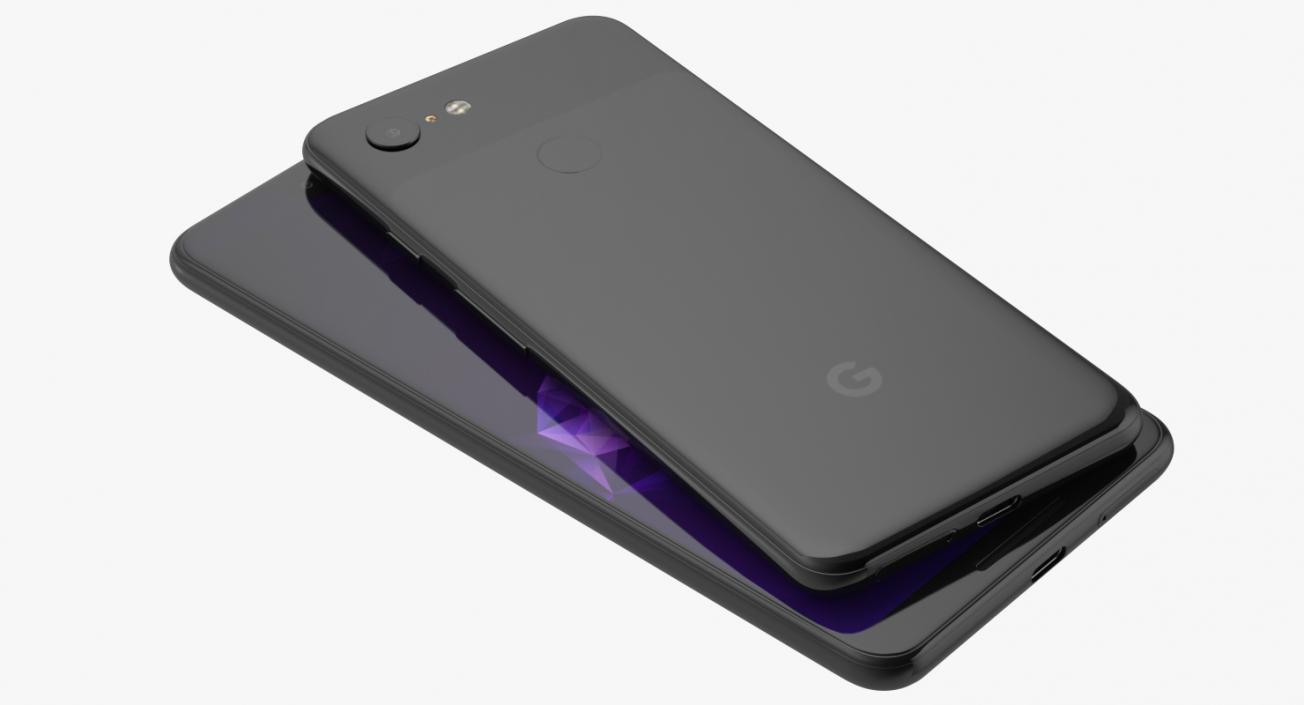 3D model Google Pixel 3 and Pixel 3XL Smartphone Black