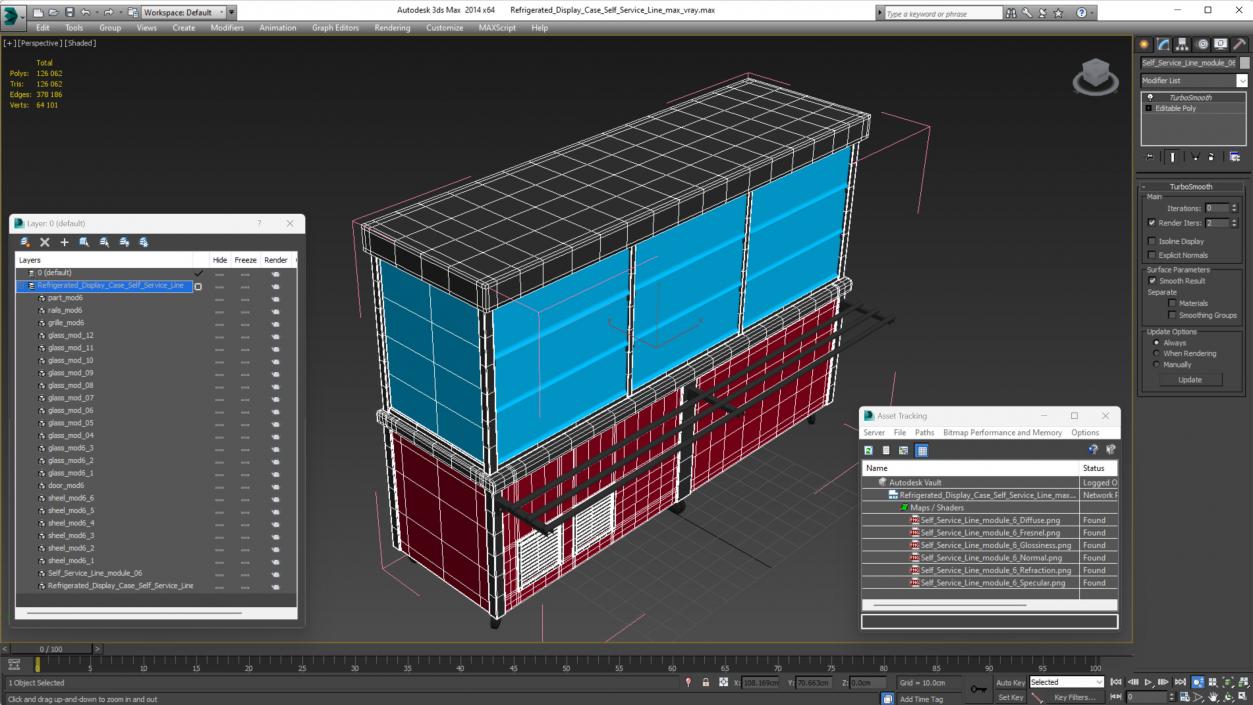 3D Refrigerated Display Case Self Service Line model