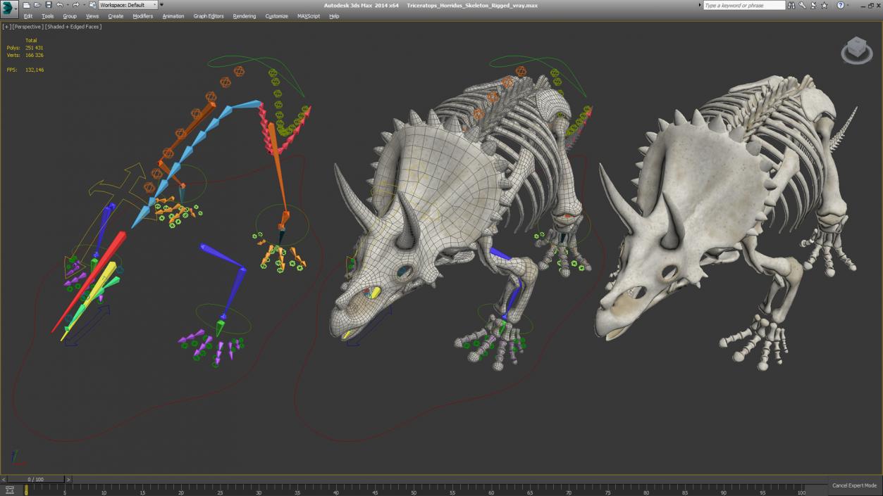 3D Triceratops Horridus Skeleton Rigged