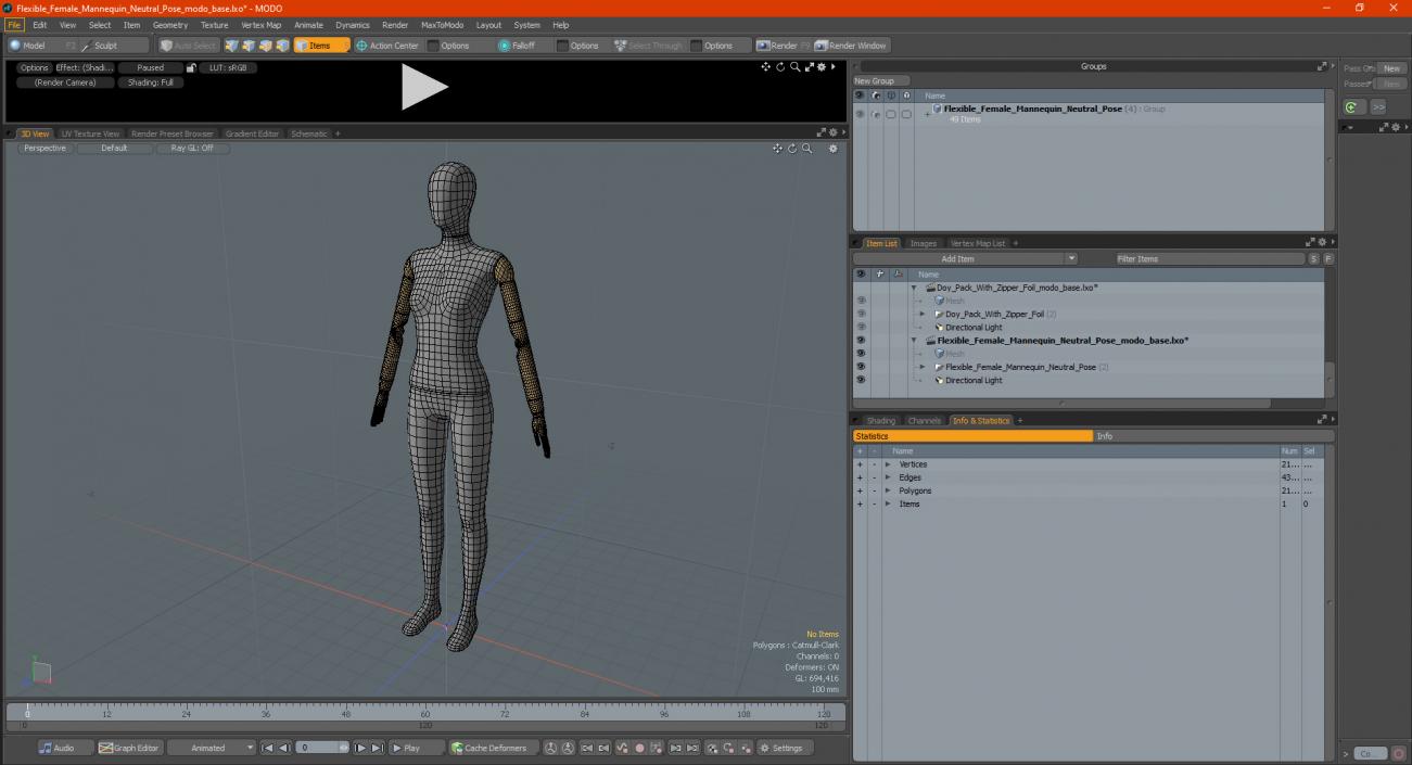 3D Flexible Female Mannequin Neutral Pose model