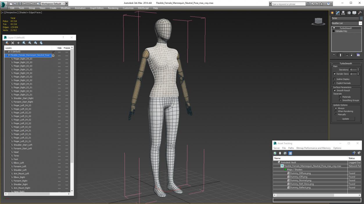 3D Flexible Female Mannequin Neutral Pose model