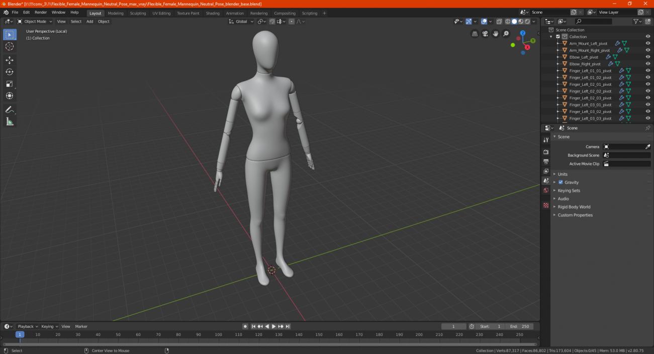 3D Flexible Female Mannequin Neutral Pose model