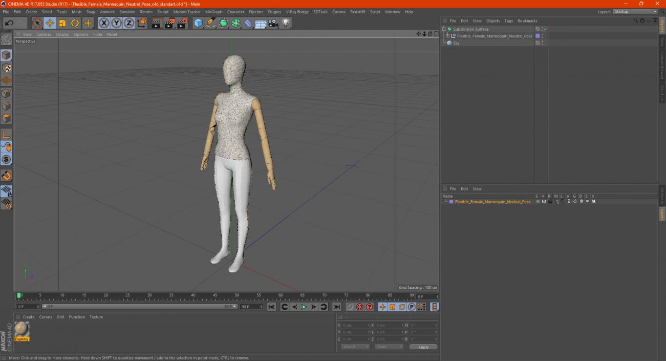 3D Flexible Female Mannequin Neutral Pose model