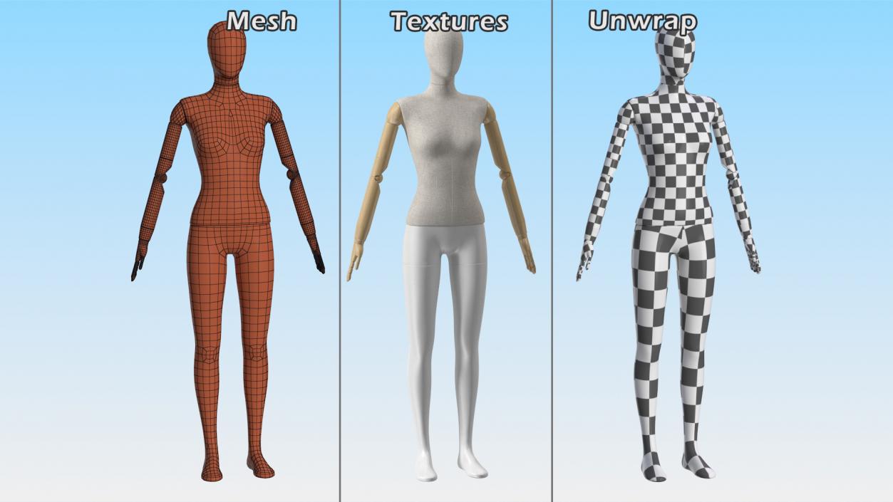 3D Flexible Female Mannequin Neutral Pose model