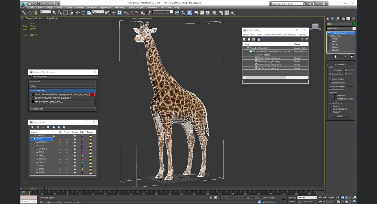 African Giraffe Standing Pose 3D model