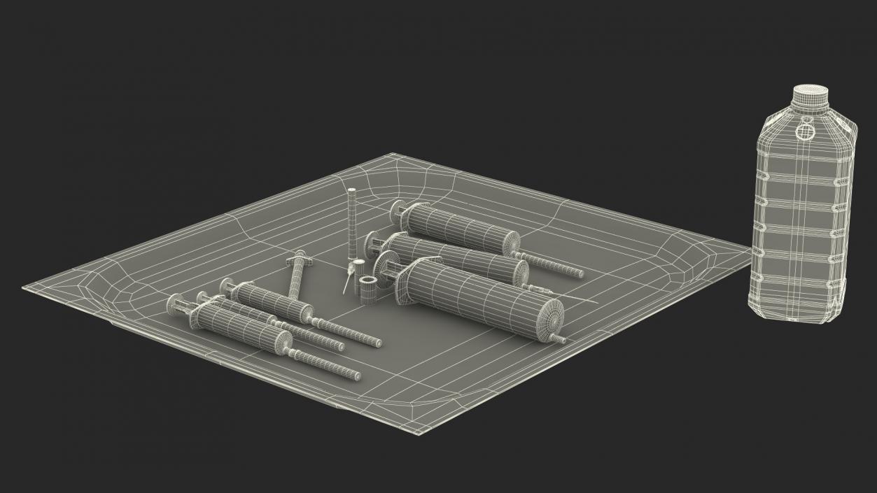 3D First Aid Antiseptic and Disposable Syringe model