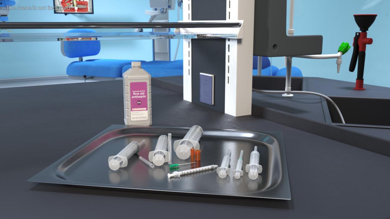 3D First Aid Antiseptic and Disposable Syringe model