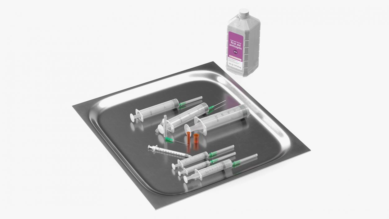 3D First Aid Antiseptic and Disposable Syringe model