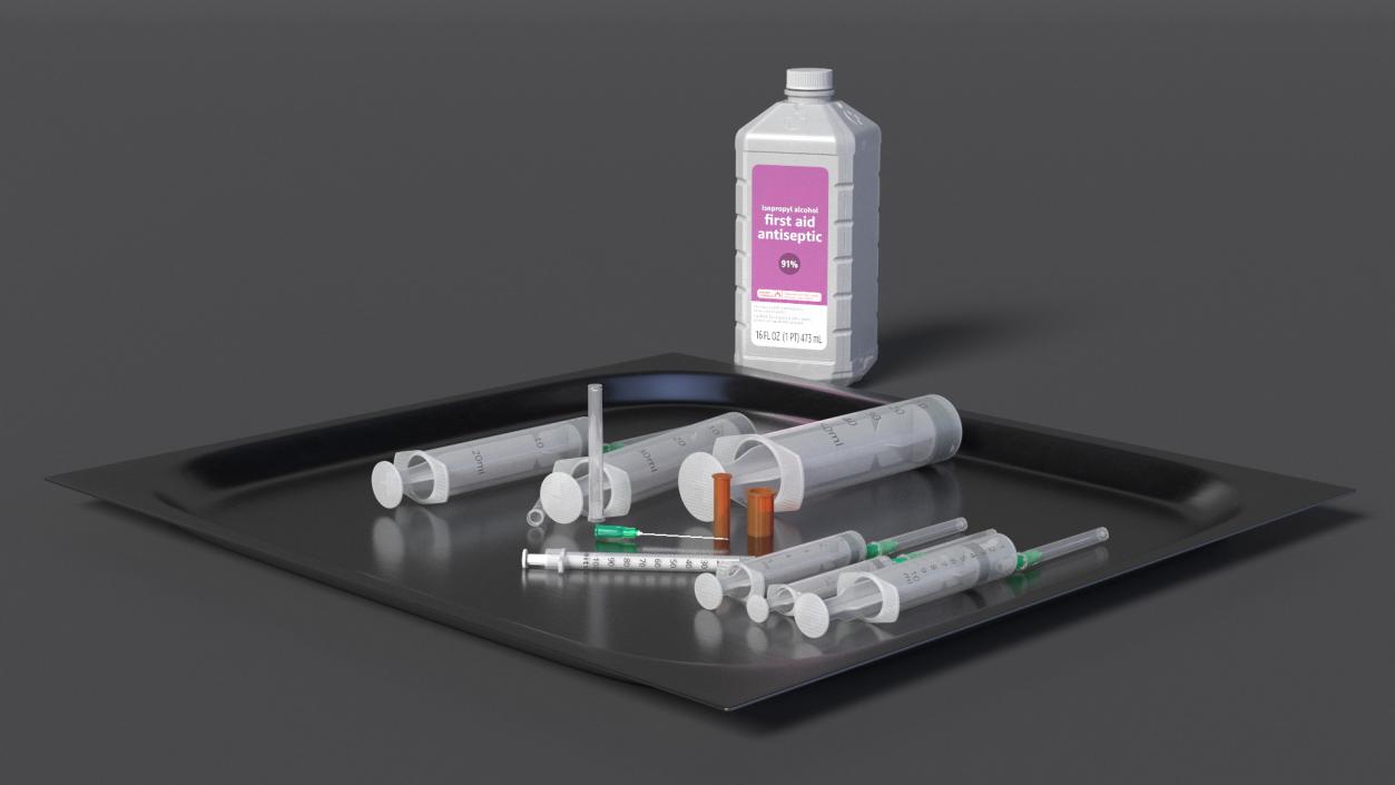 3D First Aid Antiseptic and Disposable Syringe model