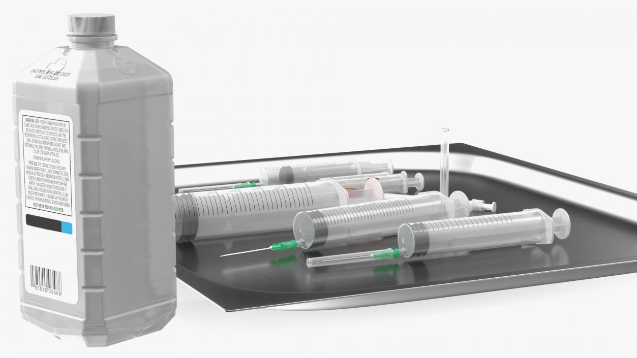 3D First Aid Antiseptic and Disposable Syringe model