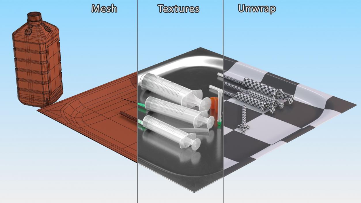 3D First Aid Antiseptic and Disposable Syringe model