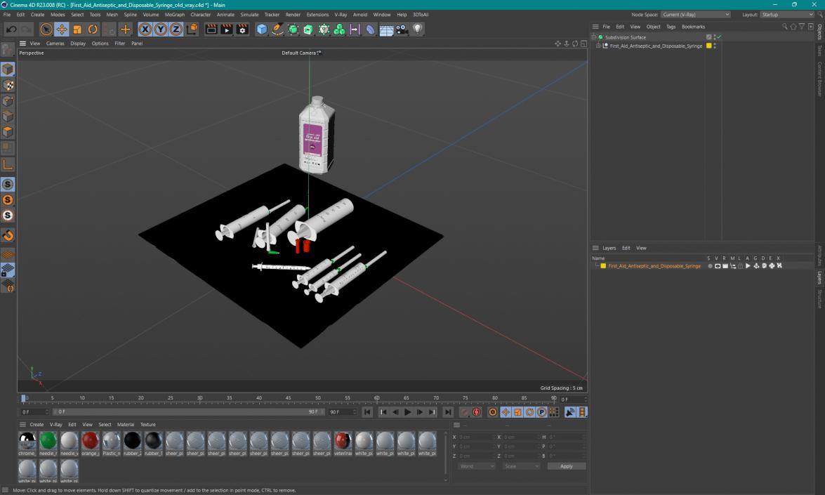 3D First Aid Antiseptic and Disposable Syringe model