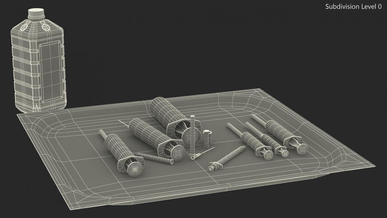 3D First Aid Antiseptic and Disposable Syringe model