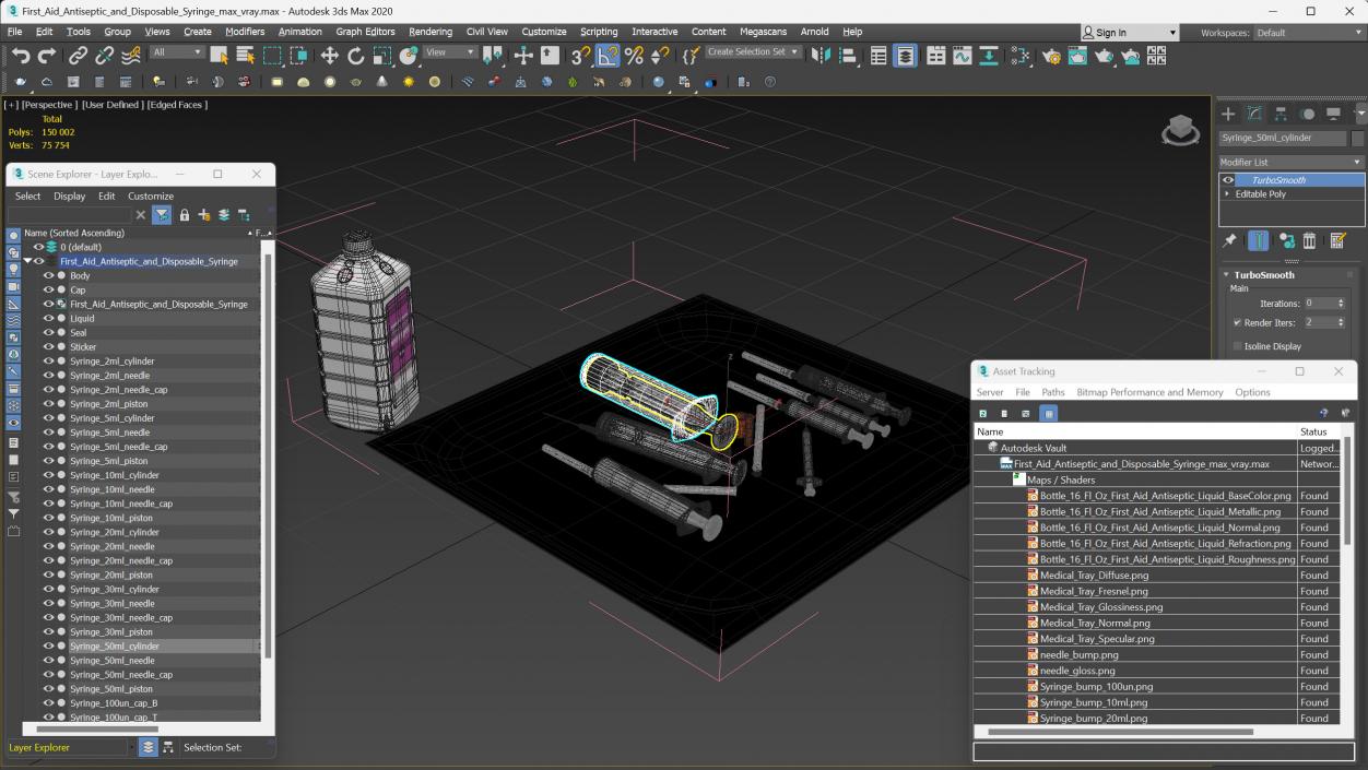 3D First Aid Antiseptic and Disposable Syringe model