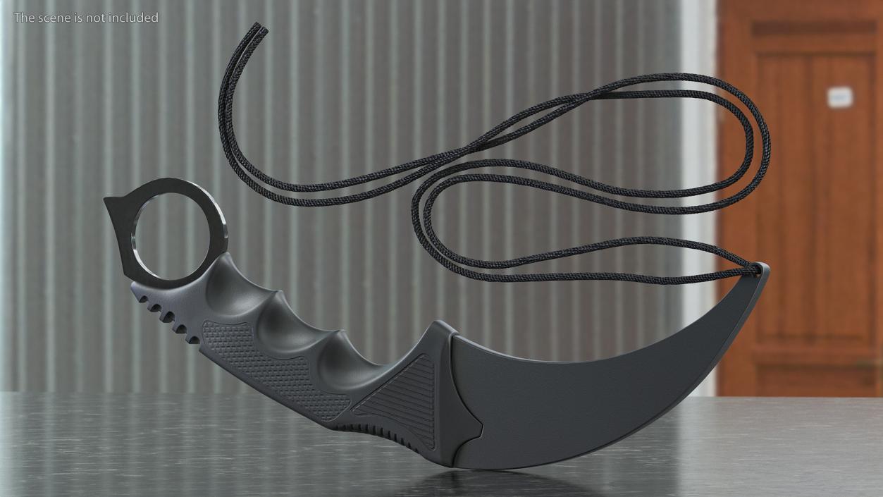 Karambit Pocket Knife Black in Sheath 3D