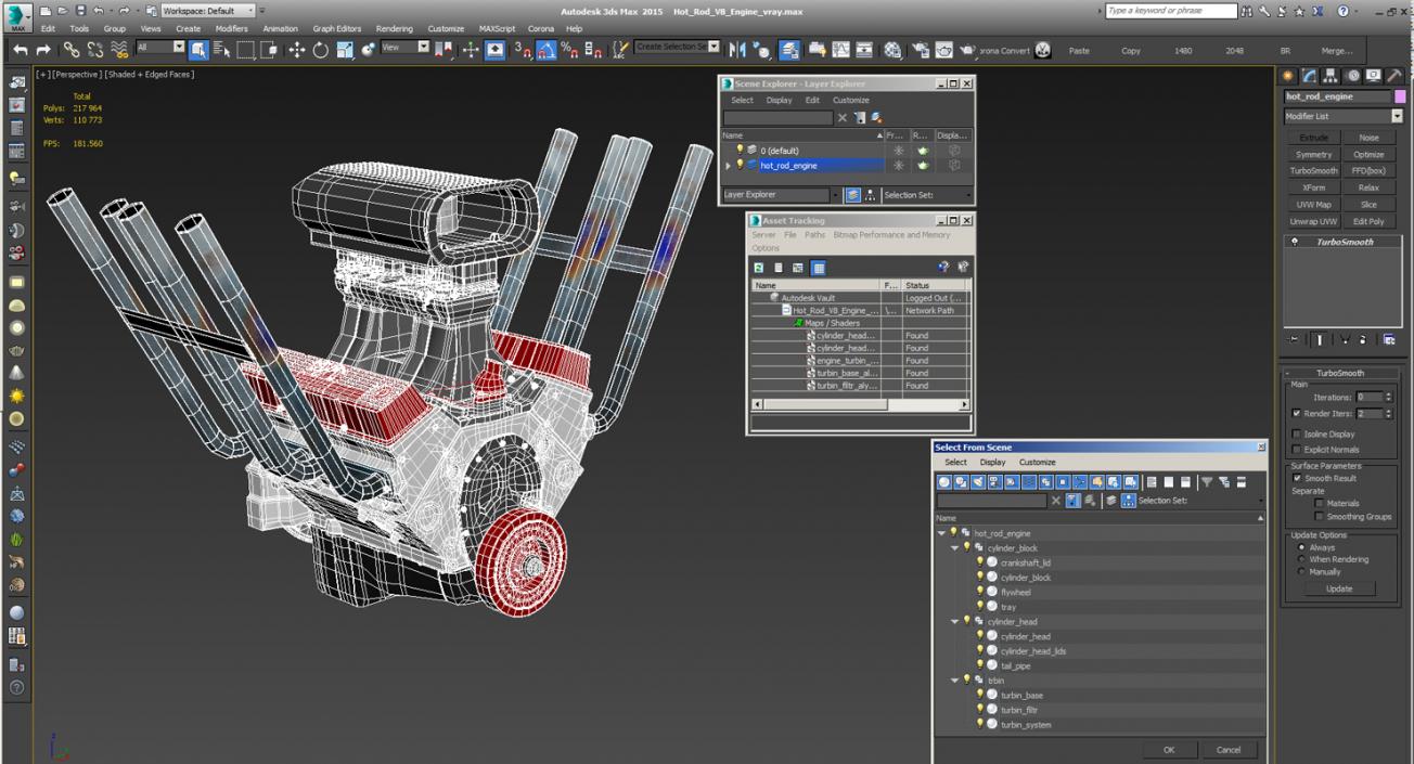 Hot Rod V8 Engine 3D