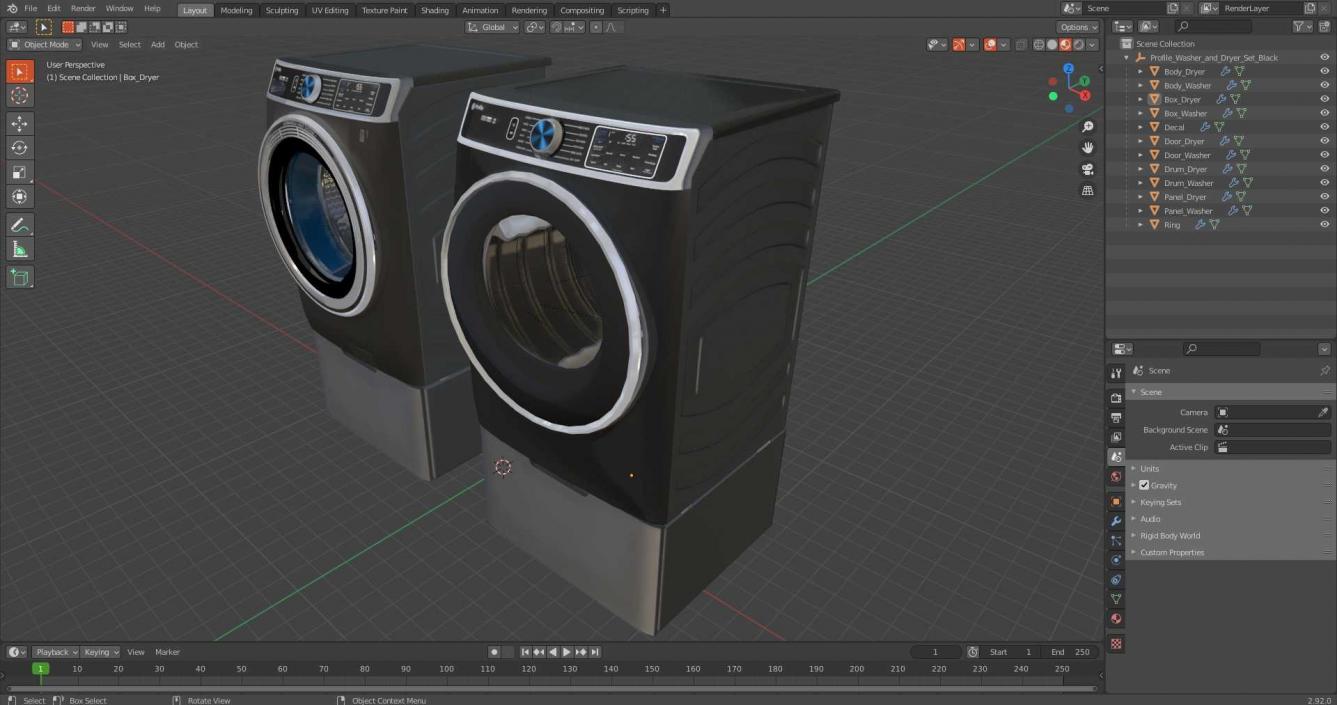 Profile Washer and Dryer Set Black 3D model