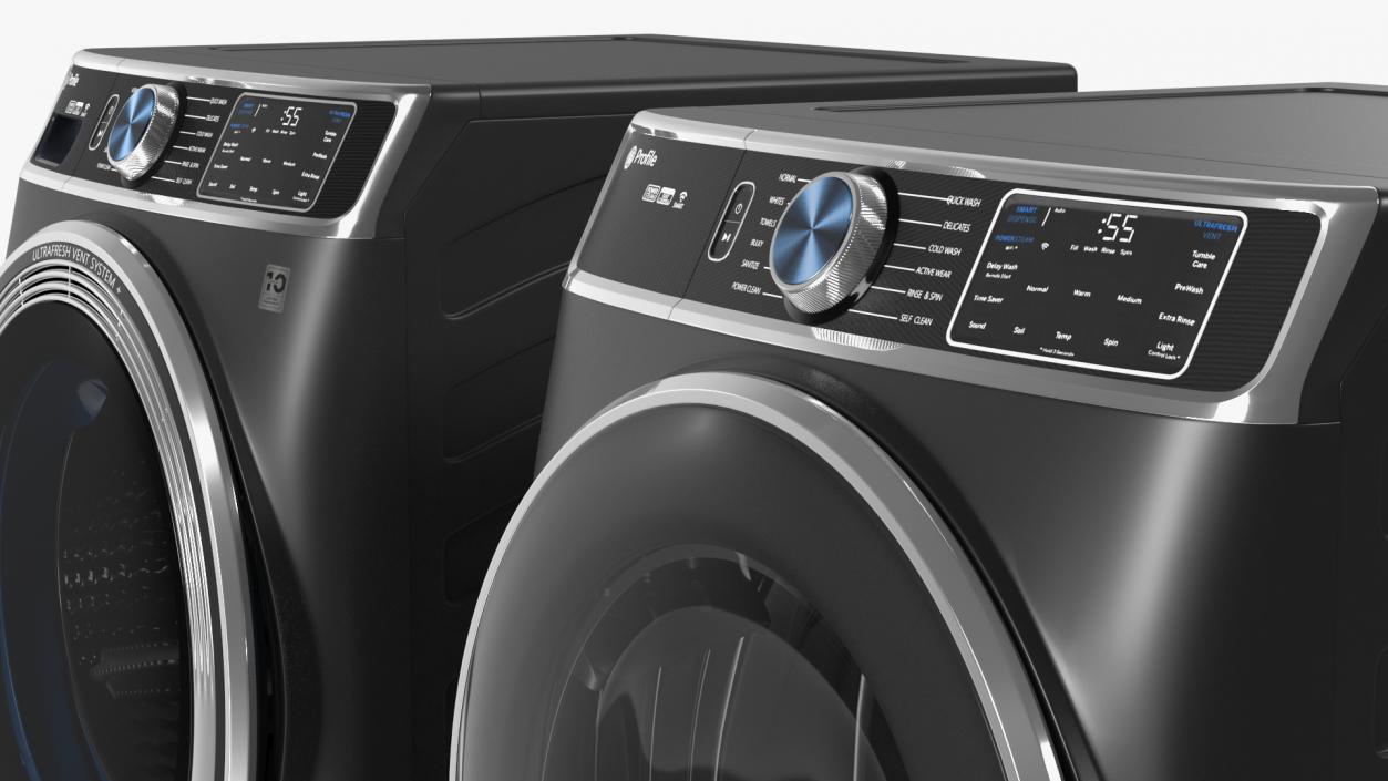 Profile Washer and Dryer Set Black 3D model