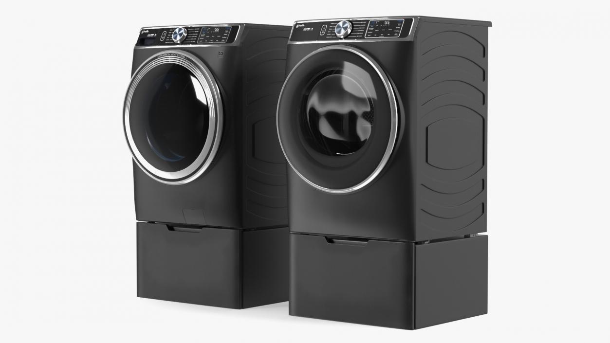 Profile Washer and Dryer Set Black 3D model