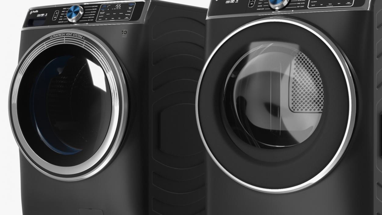 Profile Washer and Dryer Set Black 3D model