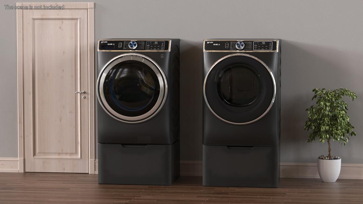 Profile Washer and Dryer Set Black 3D model