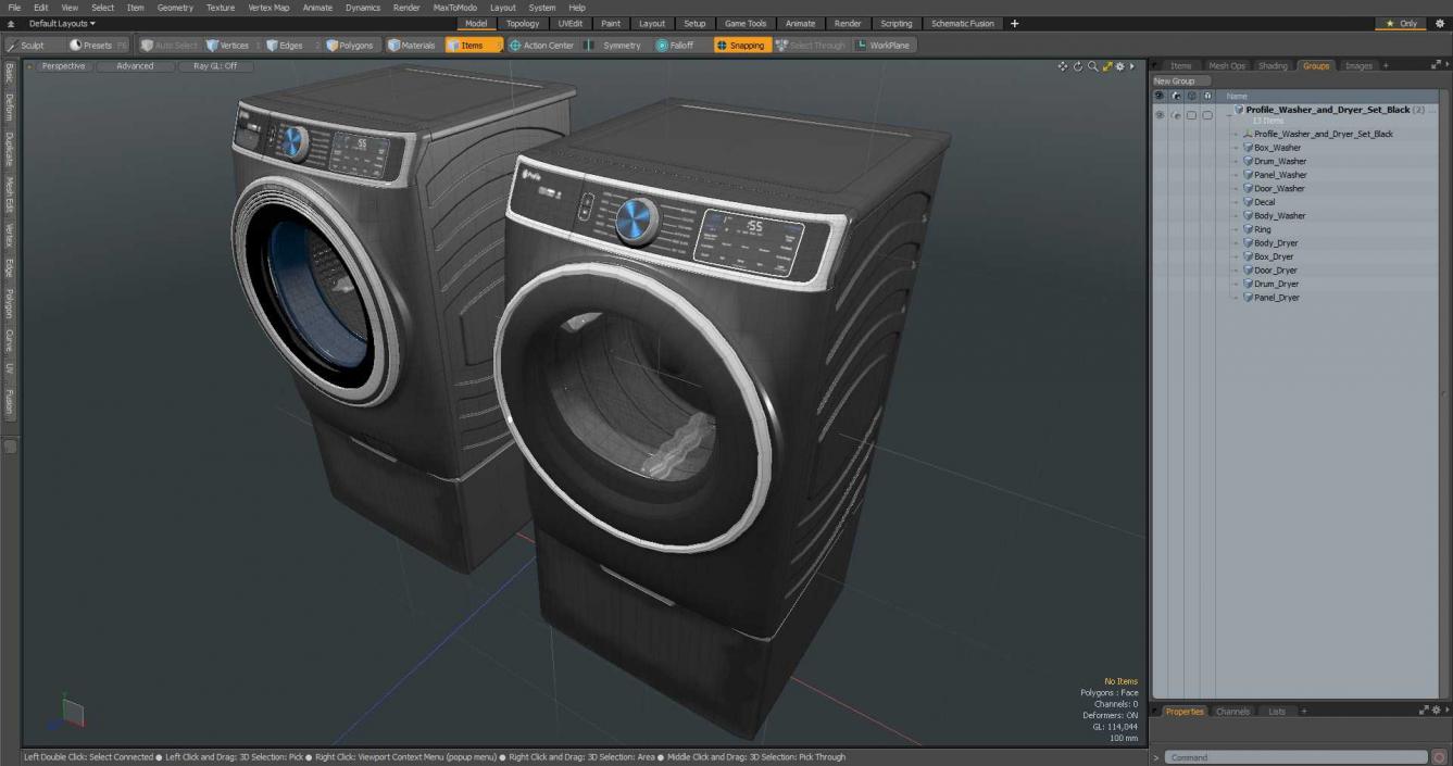 Profile Washer and Dryer Set Black 3D model