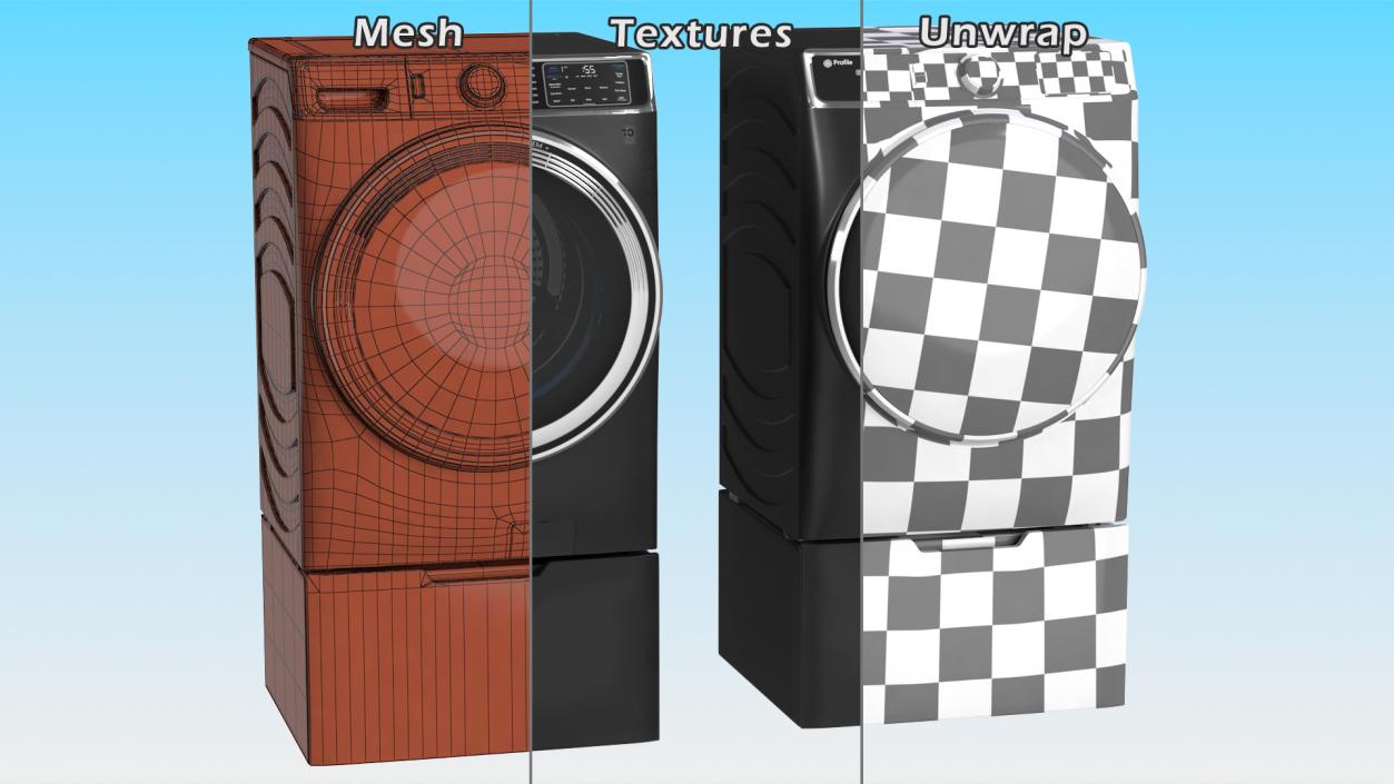 Profile Washer and Dryer Set Black 3D model