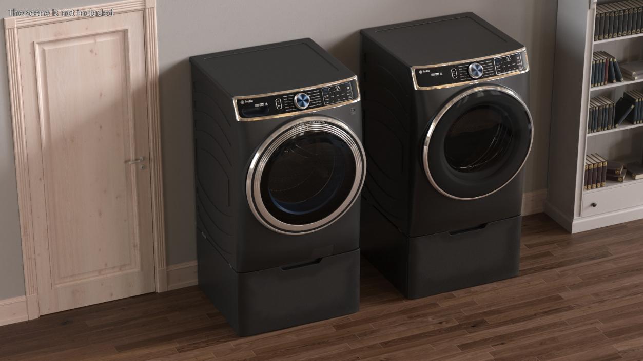 Profile Washer and Dryer Set Black 3D model