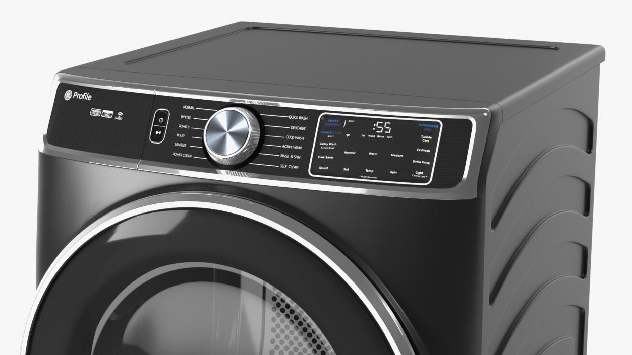 Profile Washer and Dryer Set Black 3D model