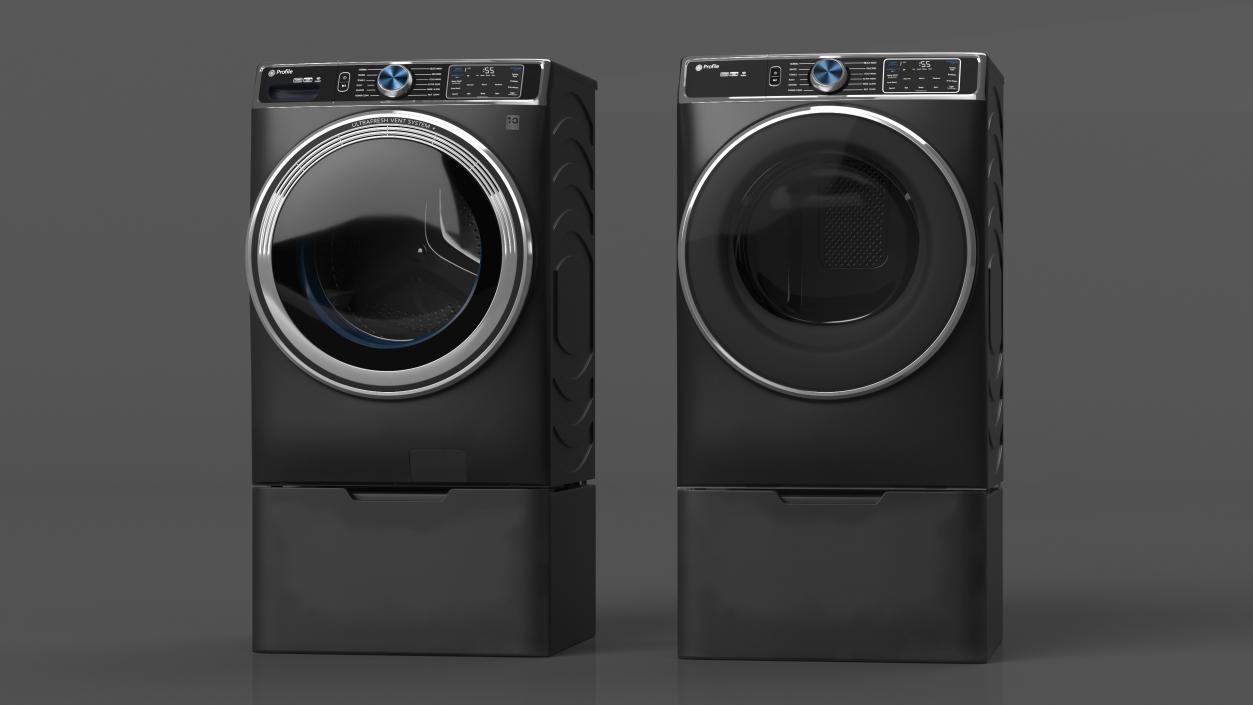 Profile Washer and Dryer Set Black 3D model