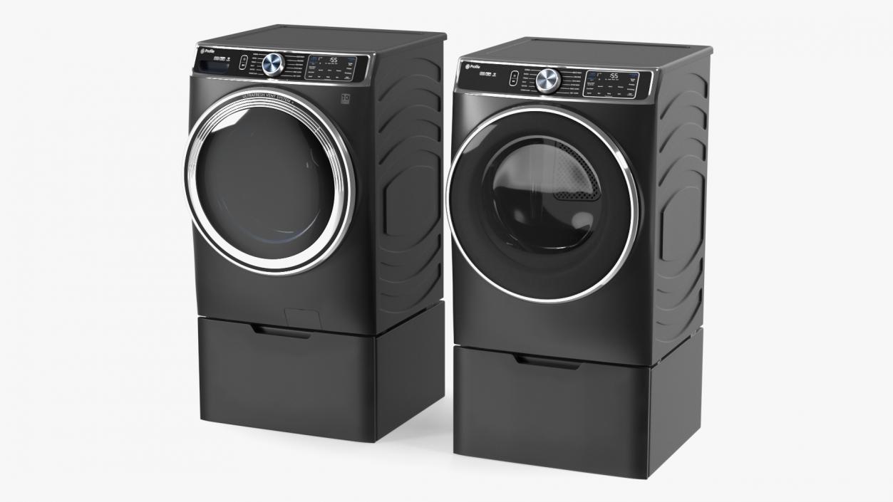 Profile Washer and Dryer Set Black 3D model