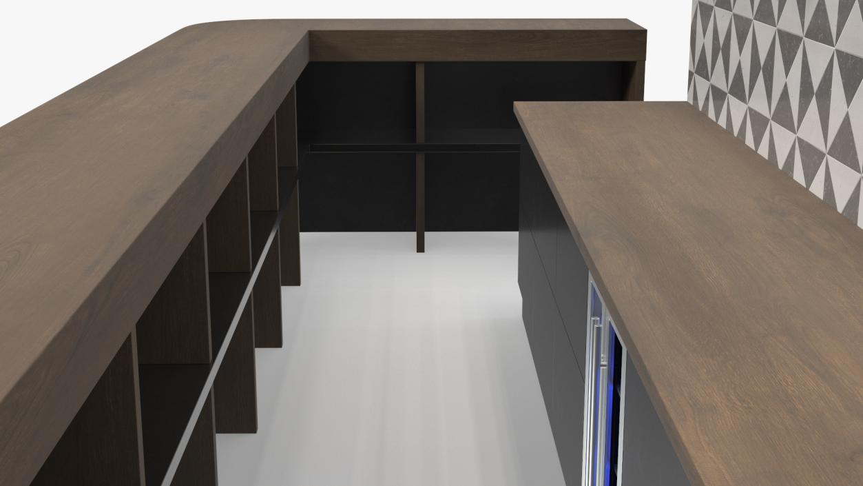 3D Modern Bar Counter with Shelves