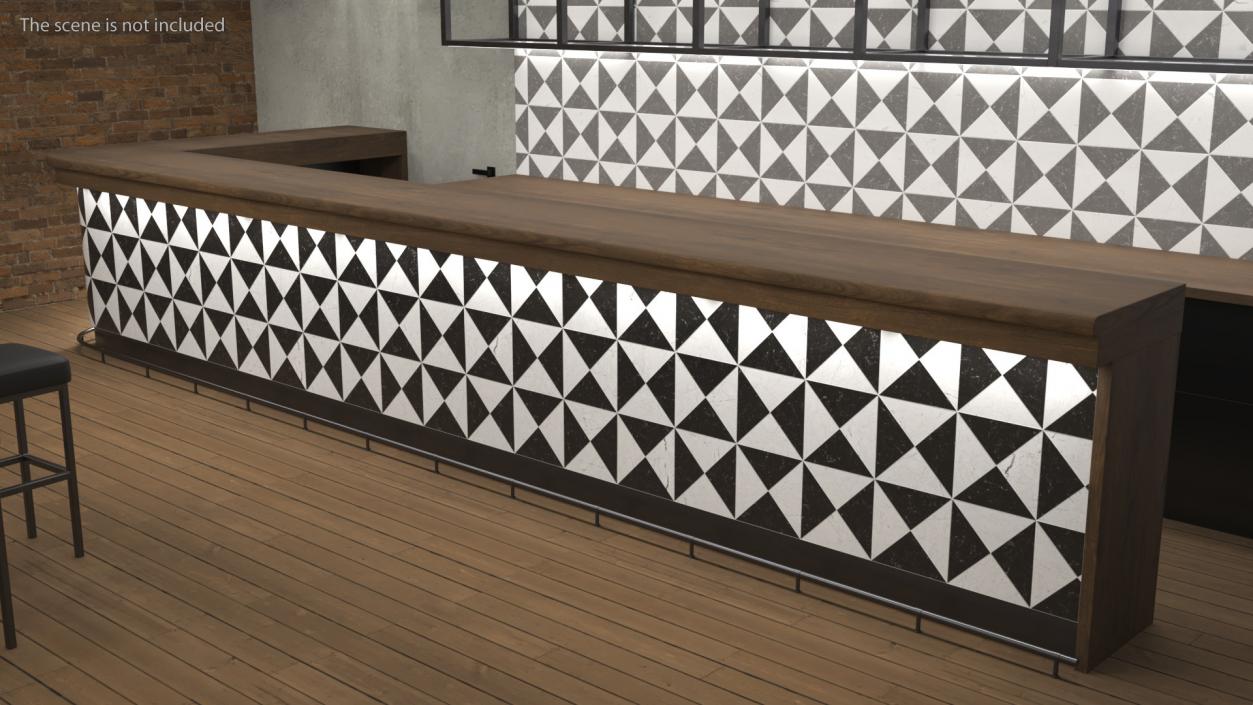 3D Modern Bar Counter with Shelves