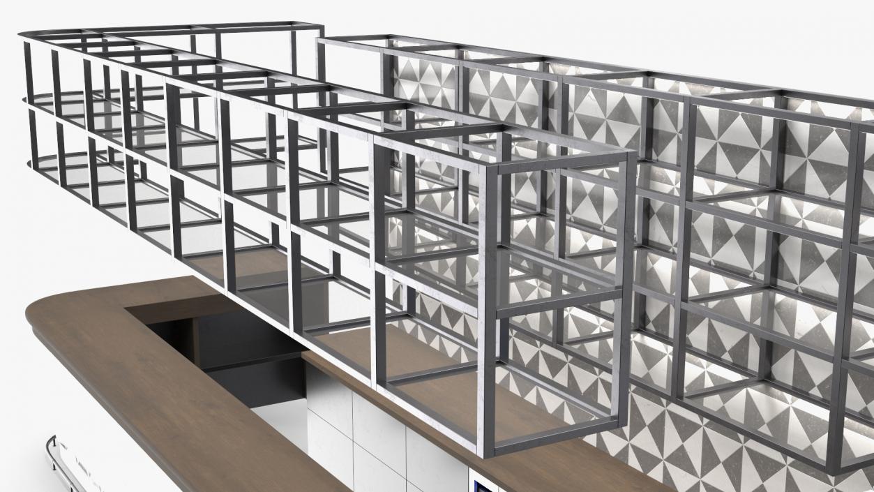 3D Modern Bar Counter with Shelves