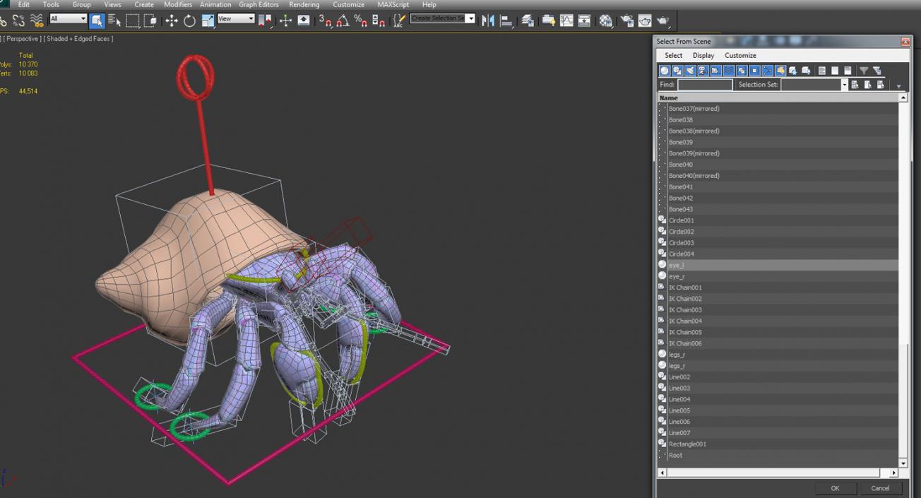 3D Hermit Crab Rigged model