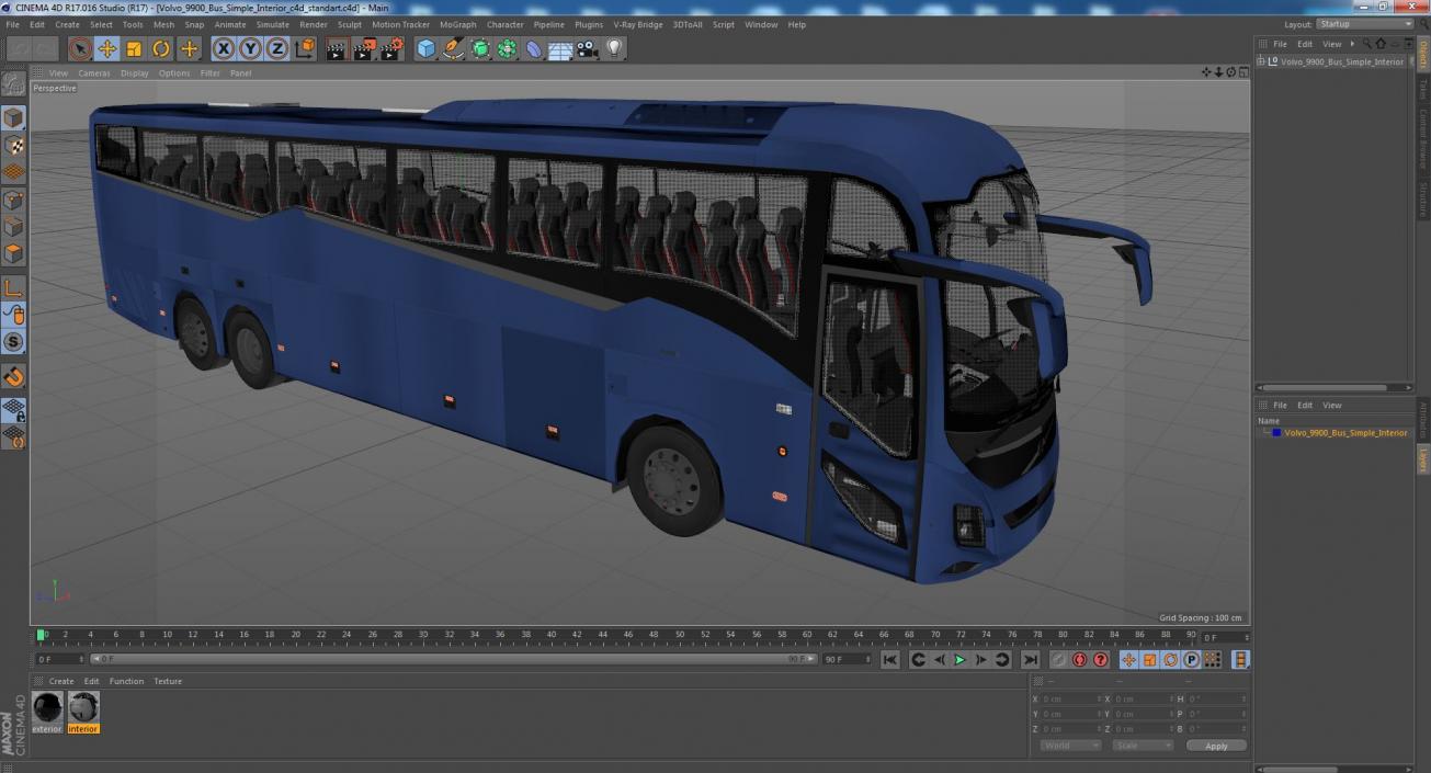 3D model Volvo 9900 Bus Simple Interior