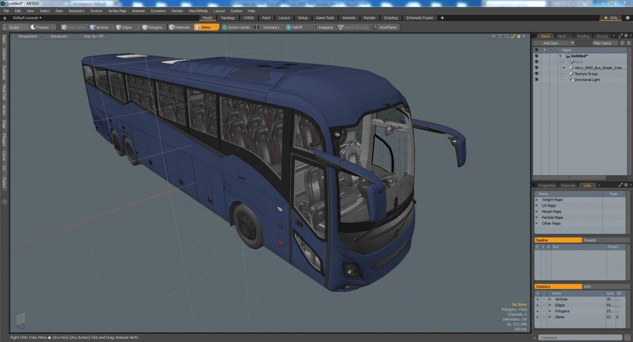 3D model Volvo 9900 Bus Simple Interior