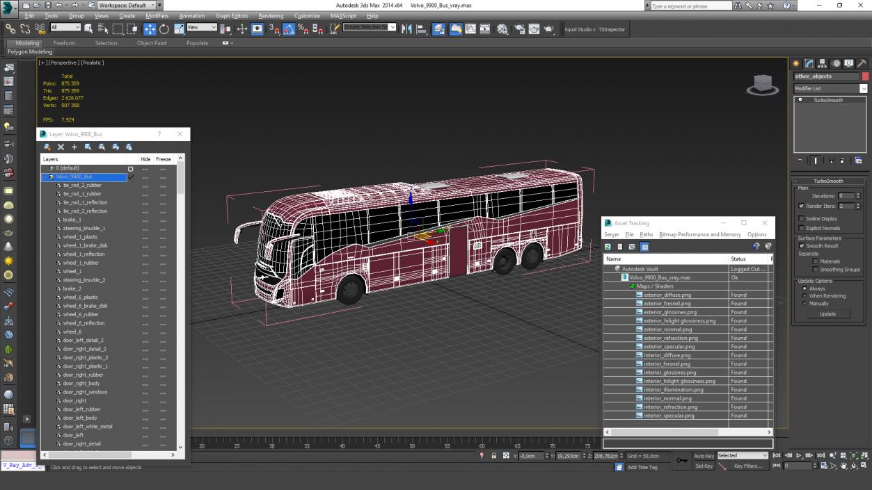 3D model Volvo 9900 Bus Simple Interior