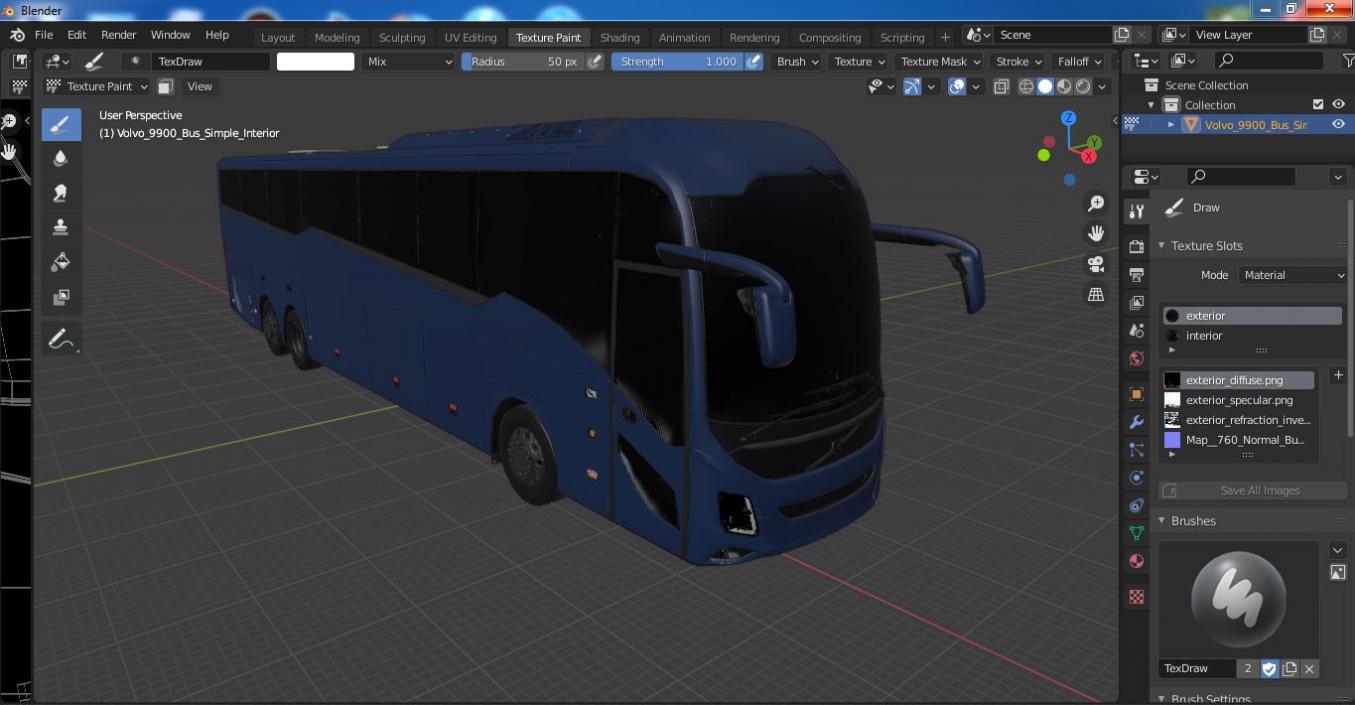 3D model Volvo 9900 Bus Simple Interior