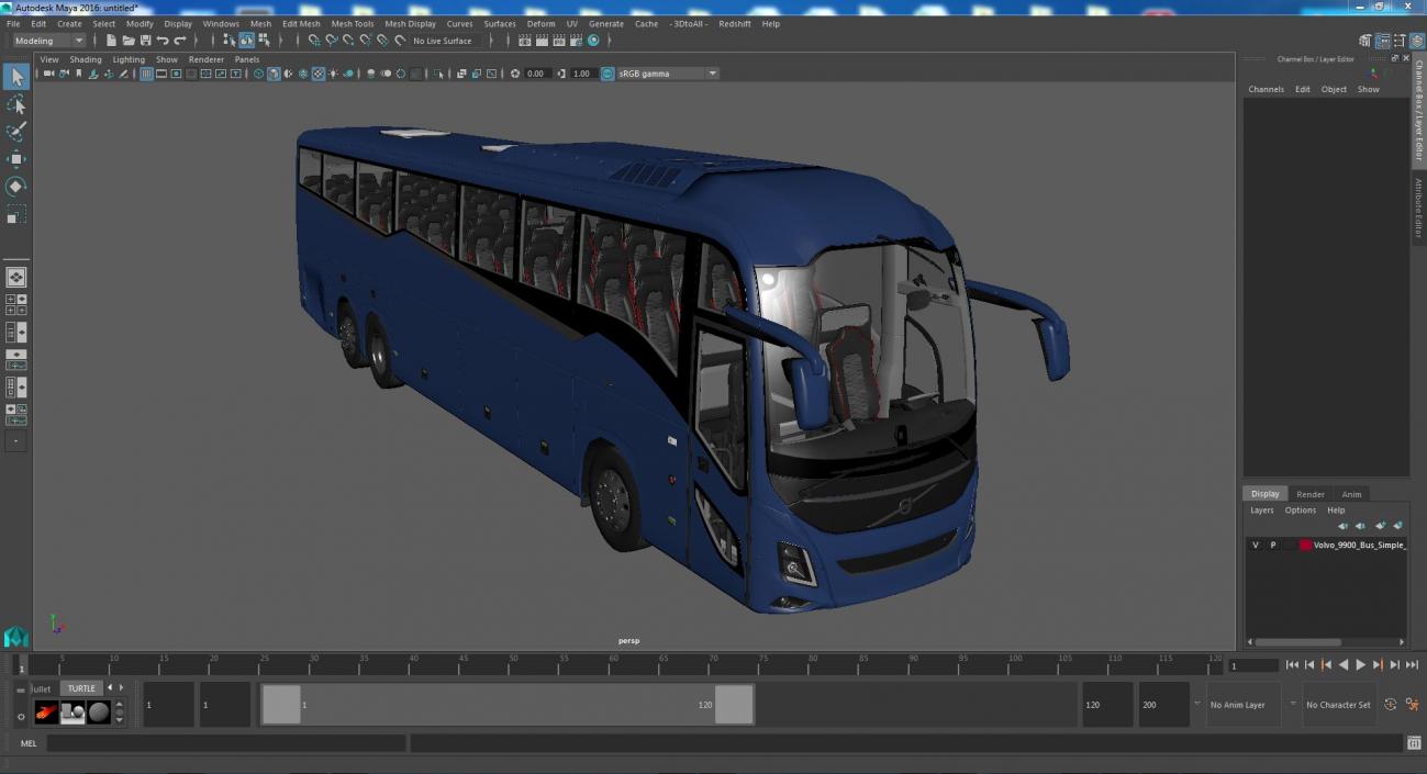 3D model Volvo 9900 Bus Simple Interior