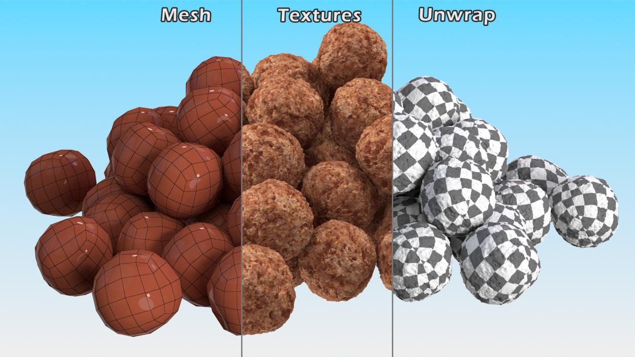 Cereal Chocolate Balls Pile 3D