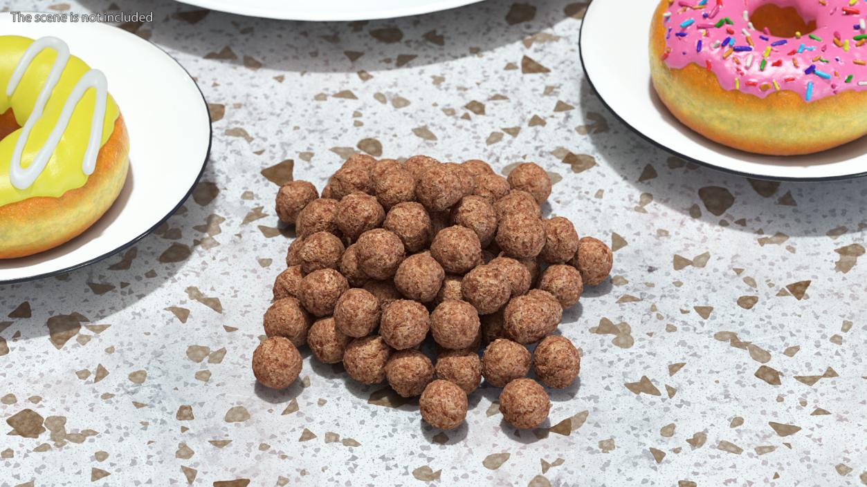 Cereal Chocolate Balls Pile 3D