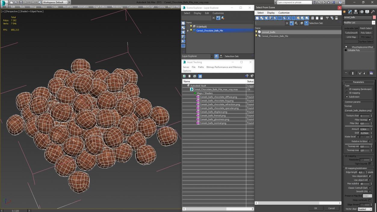 Cereal Chocolate Balls Pile 3D