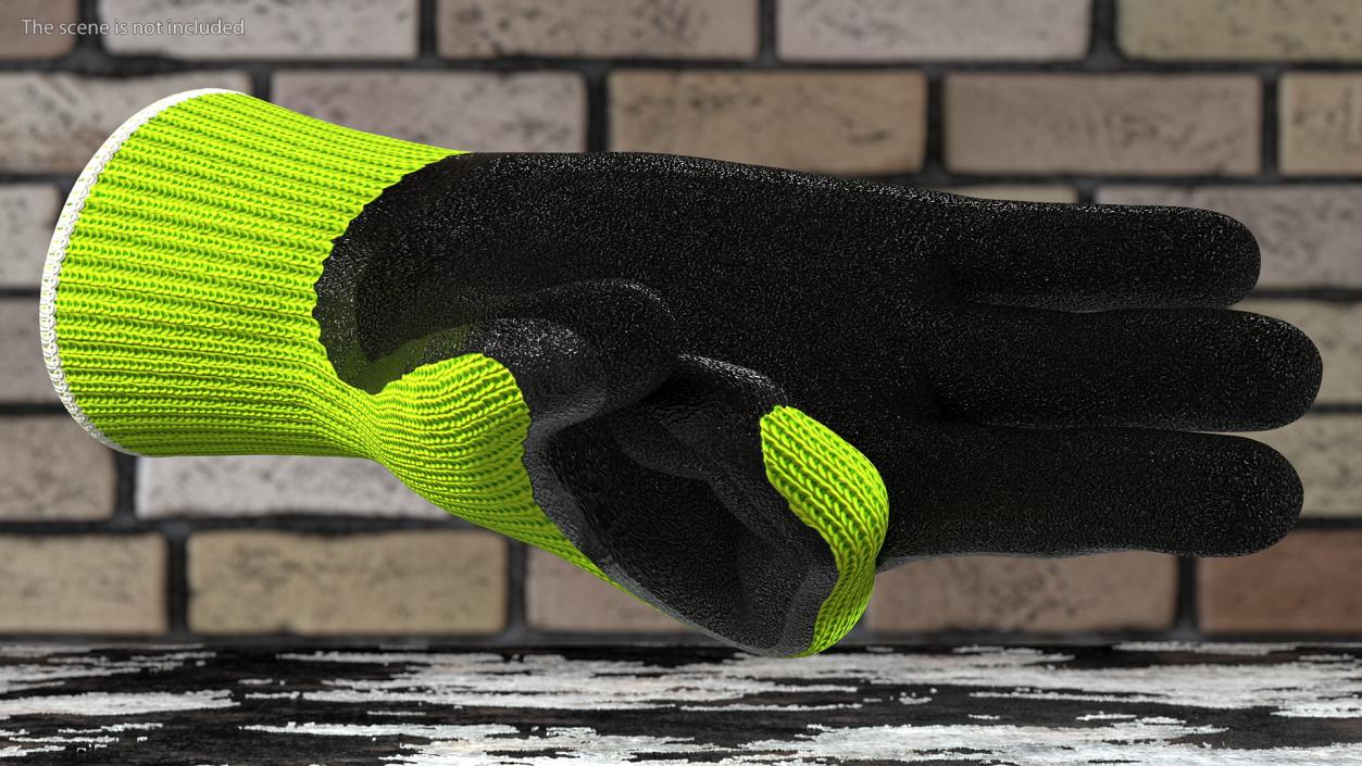 3D model Safety Work Gloves OK Hand Gesture Green